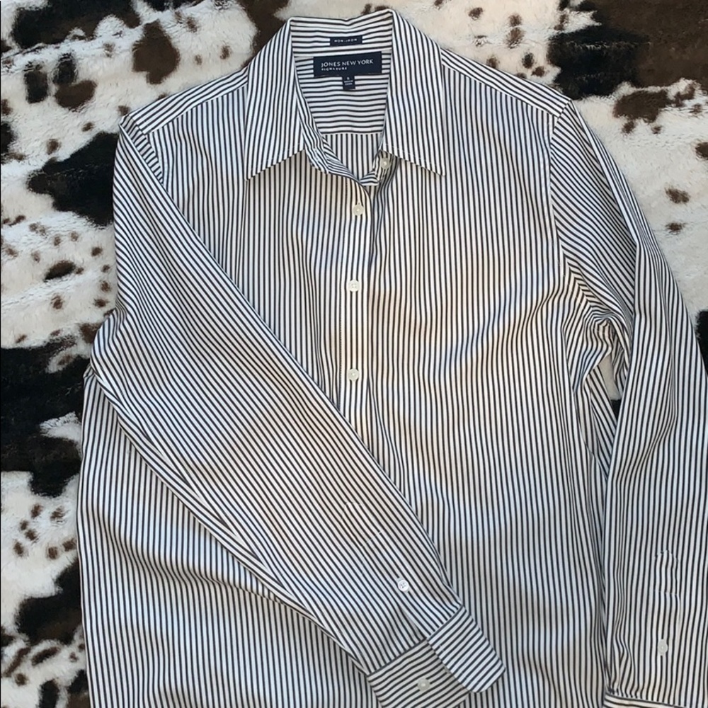 Jones New York gray striped button down